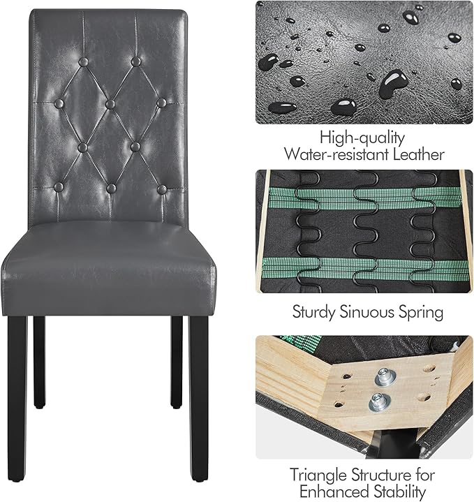 Yaheetech Dining Chairs Set of 2 Modern Style Faux Leather Dining Room Chairs - Image 4