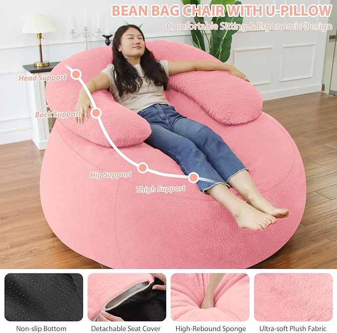HABUTWAY Bean Bag Chair with U-shaped Pillow - Image 3