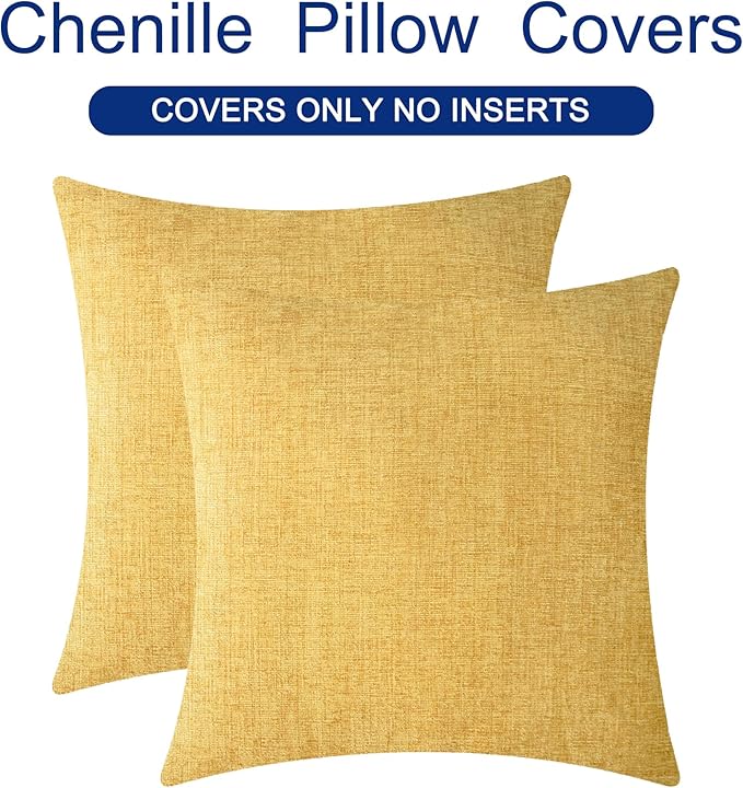 CaliTime Throw Pillow Covers Decorative 18 X 18 Inches Pack of 2 Cozy Chenille - Image 6