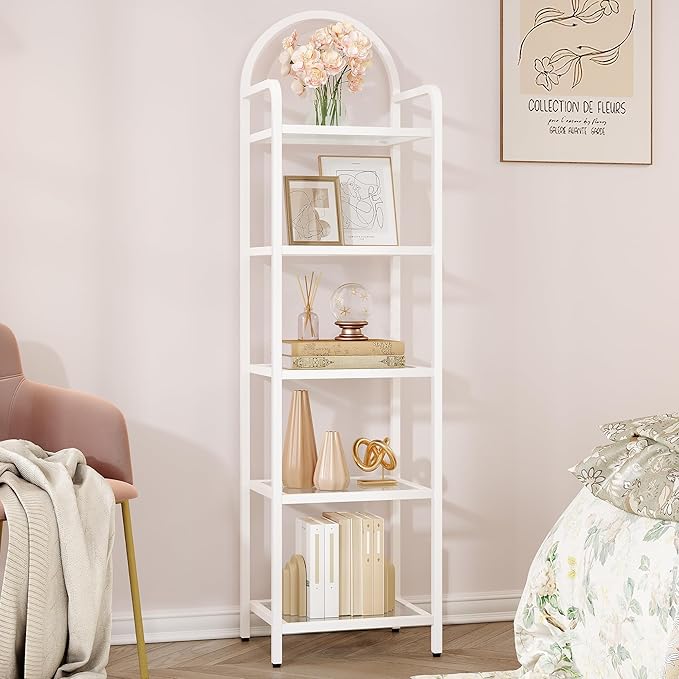 Bookcase Bookshelf, Tempered Glass Bookshelves, Slim Shelving Unit by Hzuaneri