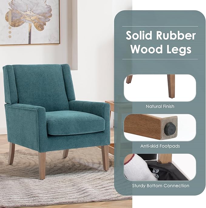 COLAMY Modern Wingback Living Room Chair, Upholstered Fabric Accent Armchair - Image 4