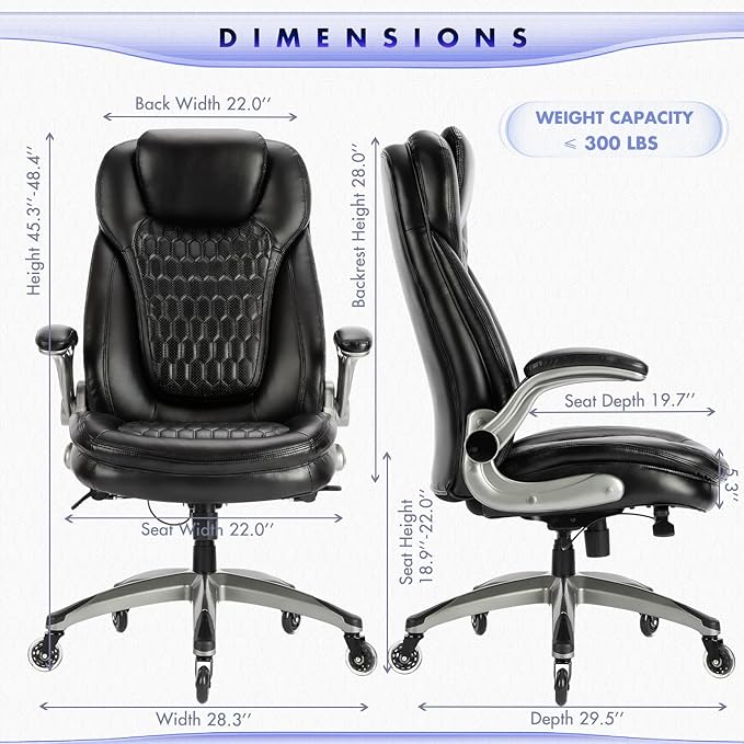 Executive Office Chair-Ergonomic Computer Desk Chair, High Back Leather Chair - Image 3