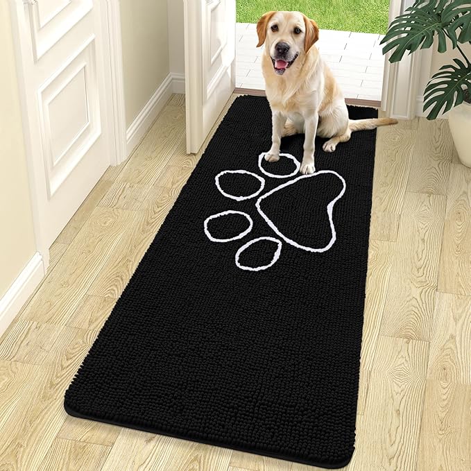 OLANLY Door Mat for Muddy Dog Paws 70x24, Ultra Absorbent Chenille Mud Doormat by OLANLY
