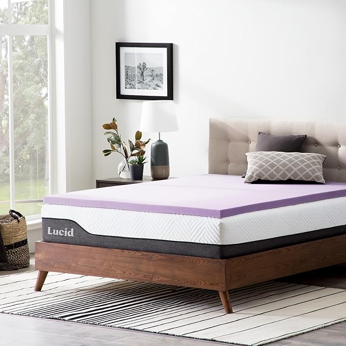 Lucid 2 Inch Lavender Infused Memory Foam Mattress Topper - Image 6