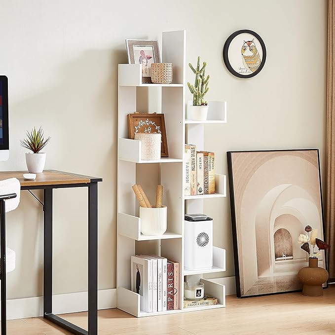 VECELO 8-Tier Tall Cactus-Shaped Tree Bookshelf, Vertical Bookcase - Image 7
