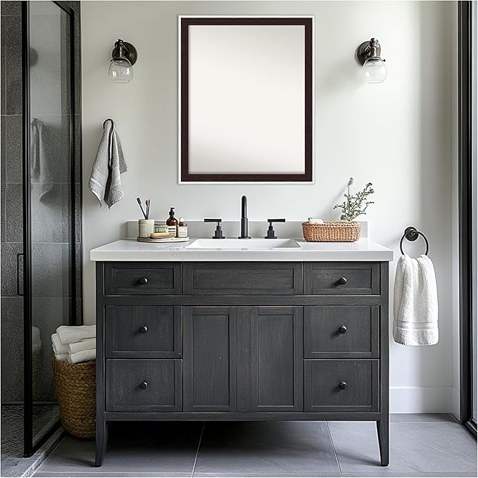 Amanti Art Bathroom Mirror for Over Sink, 25x31 Maya Espresso Silver Rectangle - Image 6