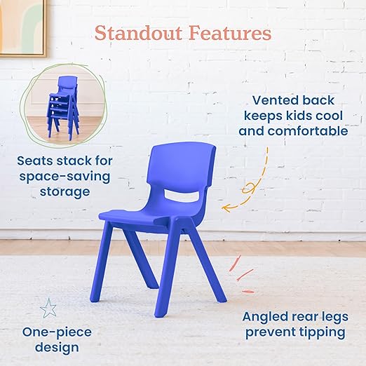 ECR4Kids 14in Plastic School Stack Chair, Classroom Furniture - Image 5