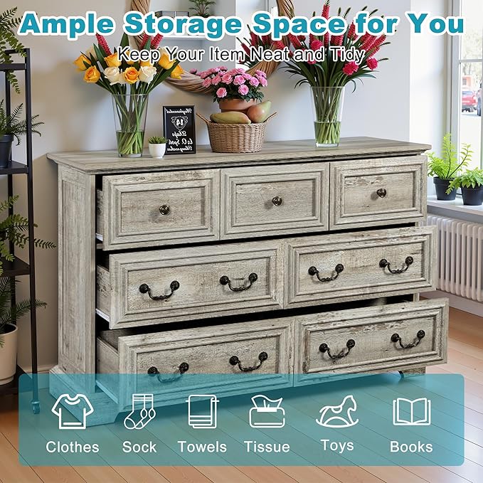 47.2" Farmhouse Sideboard Buffet Cabinet - Image 3