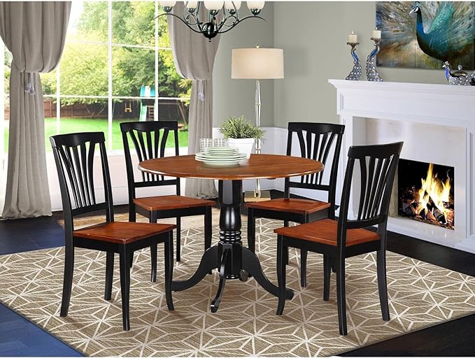 East West Furniture DLAV5-BCH-W 5 Piece Dinette Set - Image 2
