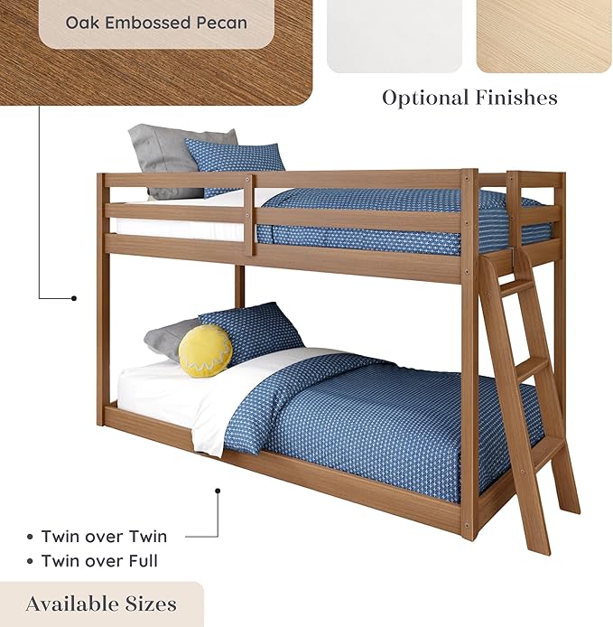 Grain & Grove Bear Twin Over Twin Bunk Bed, Low Bunk Bed Frame - Image 6