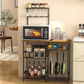 Baker's Rack for Kitchen with Storage, Microwave Stand with Adjustable Shelves by 3IngSeagulls
