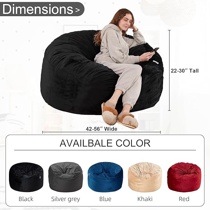 HABUTWAY Bean Bag Chair: Giant 4' Memory Foam Furniture Bean Bag Chairs - Image 3