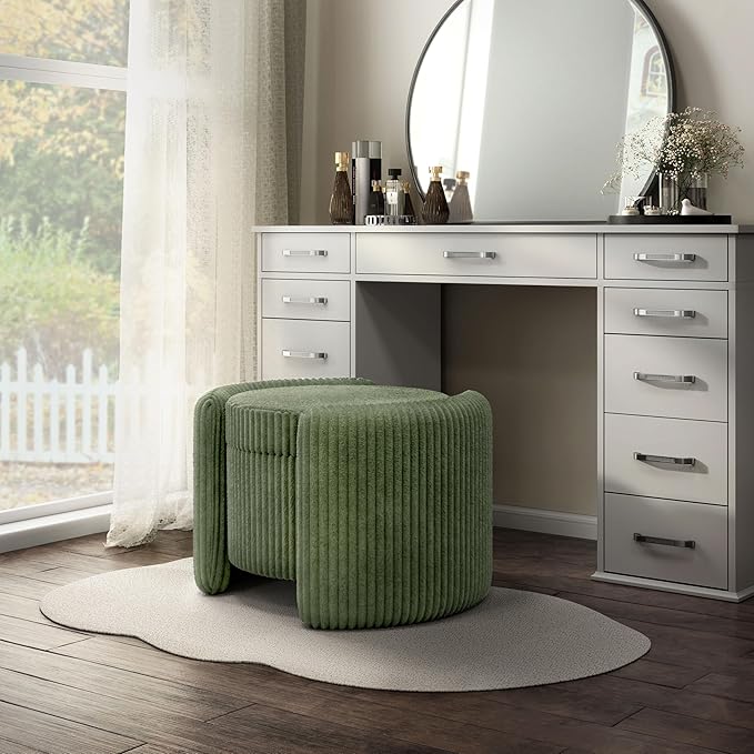 Furniture of America Lennox Modern Chenille 25-inch Round Storage Ottoman - Image 9