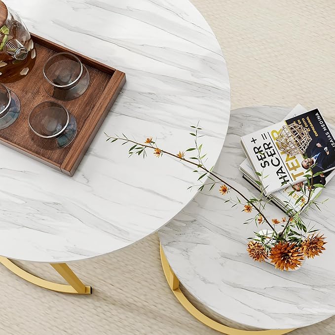 Round Coffee Table Set of 2 End Tables - Image 5