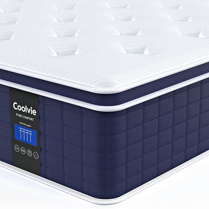Coolvie Twin Mattress 14 Inch, Hybrid Twin Bed Mattress in a Box, 4 Layer by COOLVIE
