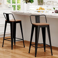 WENTMENT Metal Bar Stools Set of 2 Counter Height Barstools by WENTMENT