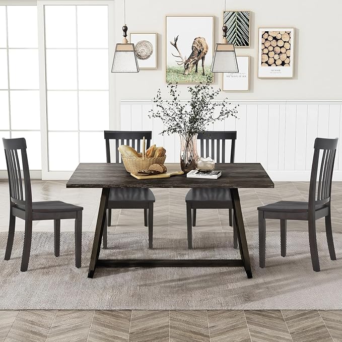 COLAMY Wooden Dining Room Chairs Set of 2, Spindle High Back Windsor Kitchen - Image 3