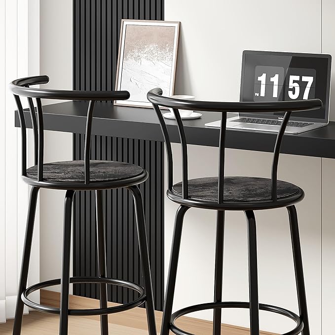 VECELO Bar Stools Set of 2, Swivel Counter Stools - Image 7