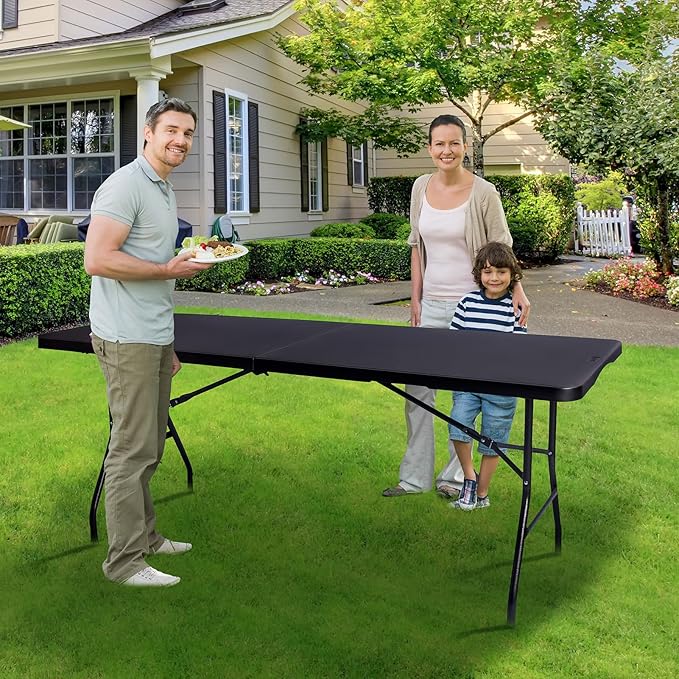 Folding Table 6ft Portable Heavy Duty Plastic Fold-in-Half 6 Foot Foldable - Image 7
