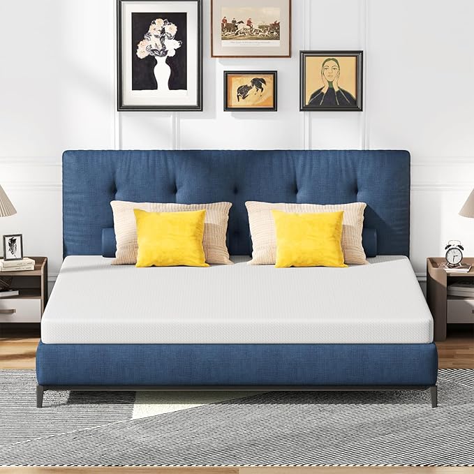 FDW | 6 Inch King Mattress | Medium Firm | Gel Memory Foam Mattress | White | by FDW