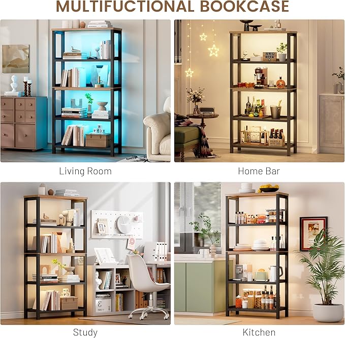 Vlsrka 5 Tier Wooden Bookshelf - Image 9