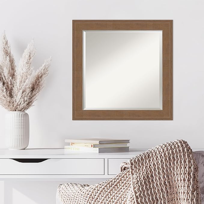 Amanti Art Brown Wall Mirror 25x25 Alta Medium Brown Square Bathroom Mirror - Image 6