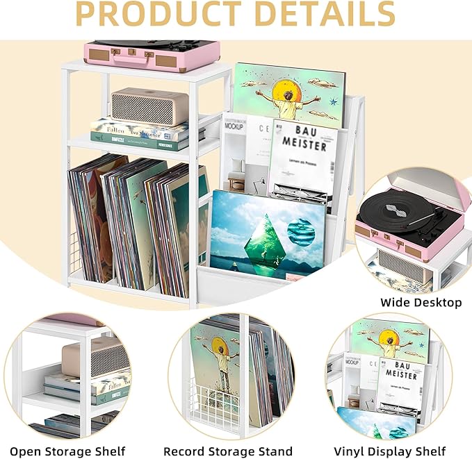 LELELINKY Record Player Table, Turntable Shelf - Image 4