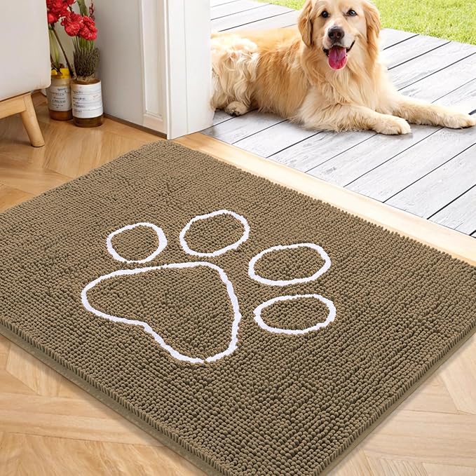 OLANLY Door Mat for Muddy Dog Paws 40x32, Ultra Absorbent Chenille Mud Doormat by OLANLY