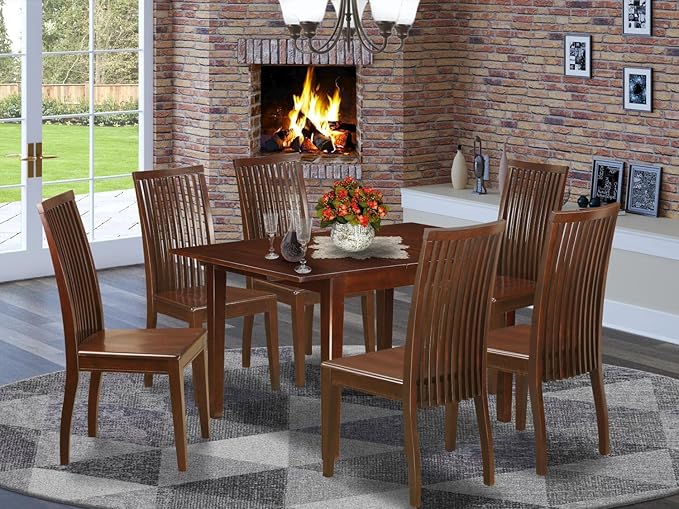 East West Furniture MLIP7-MAH-W 7 Piece Dining Set Consist of a Rectangle - Image 6