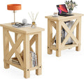 LITTLE TREE Farmhouse Side Table Set of 2, Narrow End Table by LITTLETREE