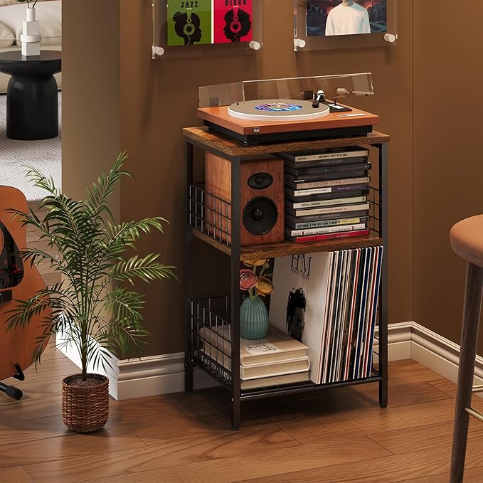 X-cosrack Side Table, Small End Table Record Player Stand - Image 8