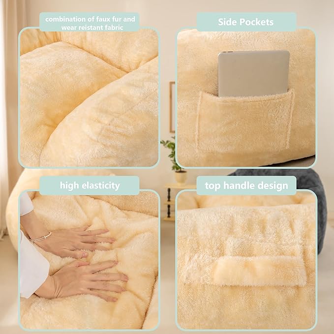 Bean Bag Sofa Chair for Adults, Beanbag Couch for Reading, Soft and Durable - Image 4