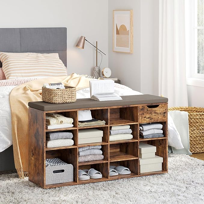 DINZI LVJ Shoe Bench, Entryway Storage Bench - Image 5