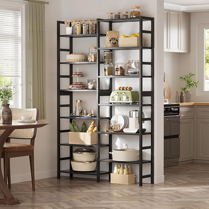 Homykic Double Wide Bamboo Bookshelf Black, 6-Tier Large Open Bookcase - Image 7