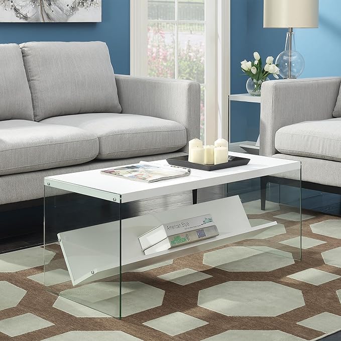 Convenience Concepts SoHo Glass Modern Living Storage Shelf, Contemporary - Image 2