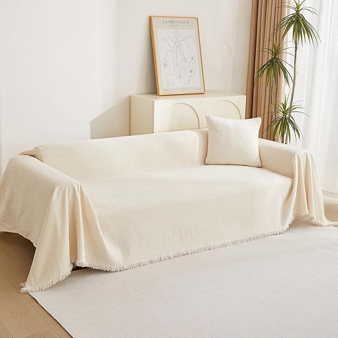 MYSKY HOME Couch Cover for Pets Beige Couch Covers for 3 Cushion Couch Sofa - Image 9