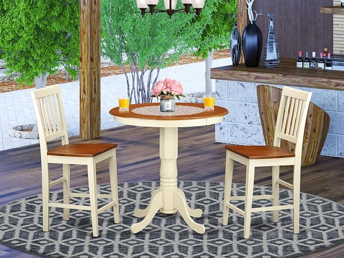 East West Furniture EDVN3-WHI-W 3 Piece Counter Height Dining Table Set - Image 6