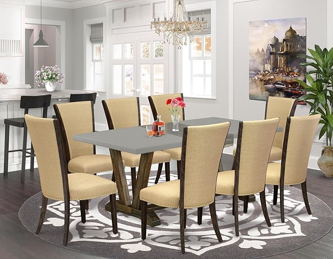 East West Furniture V797VE703-9 9 Piece Dining Room Table Set Includes a - Image 2