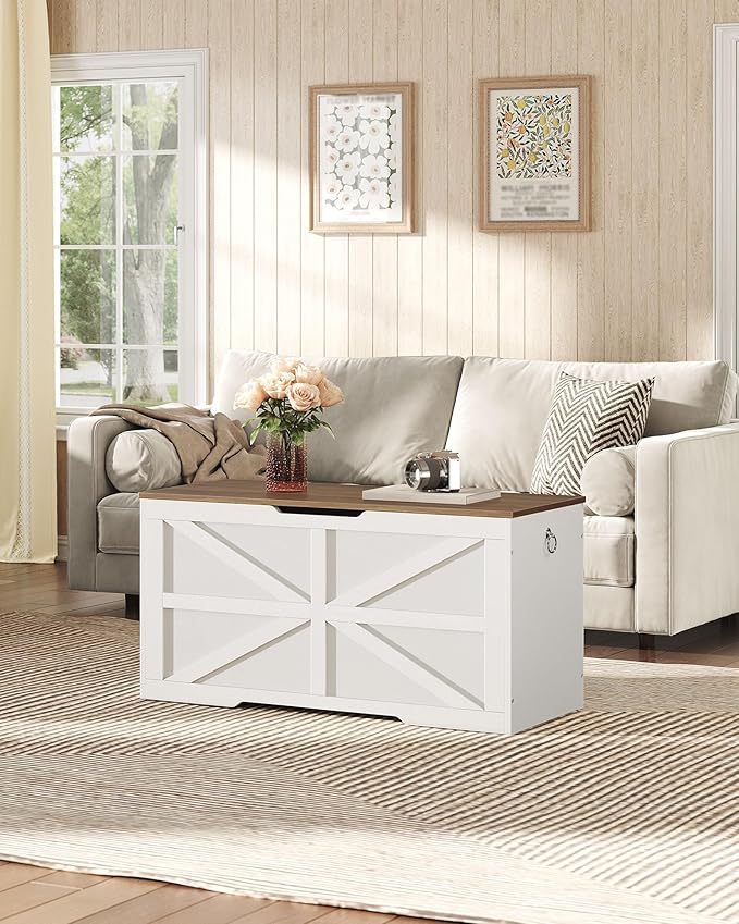 Storage Chest, 39.4" Wooden Storage Trunk, Modern Storage Bench - Image 7