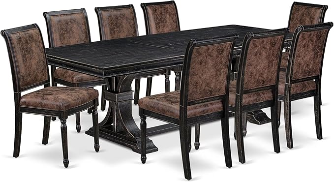 LECY9-SBB-33 9-Piece Modern Dining Table Set Consists of a Dining Table and 8 - Image 2