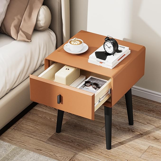 VICITON Nightstand, Fully Assembled Bedside Cabinet Mid Century Night Stand - Image 4
