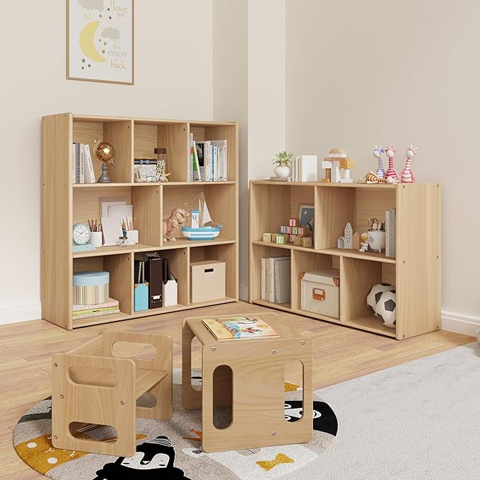 3-Tier Montessori Solid Wood Shelves Toy Organizers and Storage, 8-Compartment - Image 6