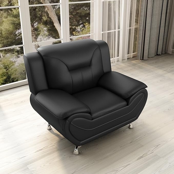 Container Furniture Direct Michael Modern Faux Leather Upholstered Stainless - Image 6