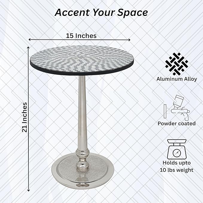 CLEENTABLE Mosaic Coffee Table Stylish Round End Table - Image 3