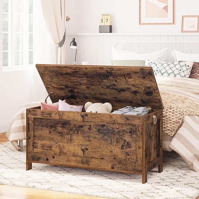 HOOBRO Toy Box, Retro Wooden Look Storage Chest - Image 4