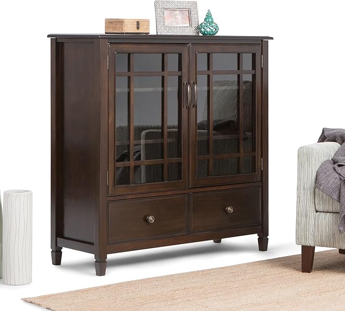 SIMPLIHOME Connaught SOLID WOOD 46 Inch Wide Traditional Tall Storage Cabinet - Image 2