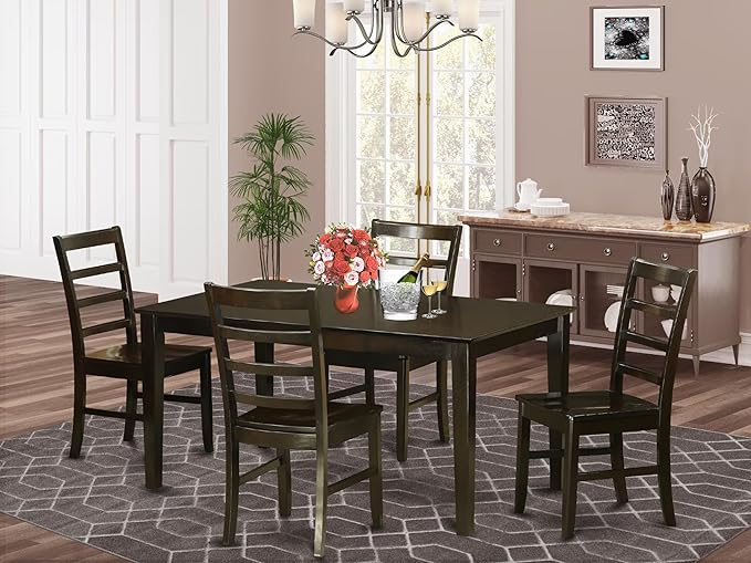 East West Furniture CAPF5-CAP-W 5 Piece Dining Room Table Set Includes a - Image 2