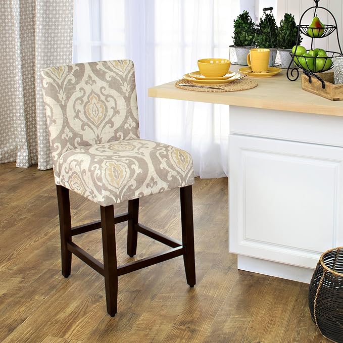 HomePop Upholstered Counter Height Barstool, Suri Cream Damask - Image 2