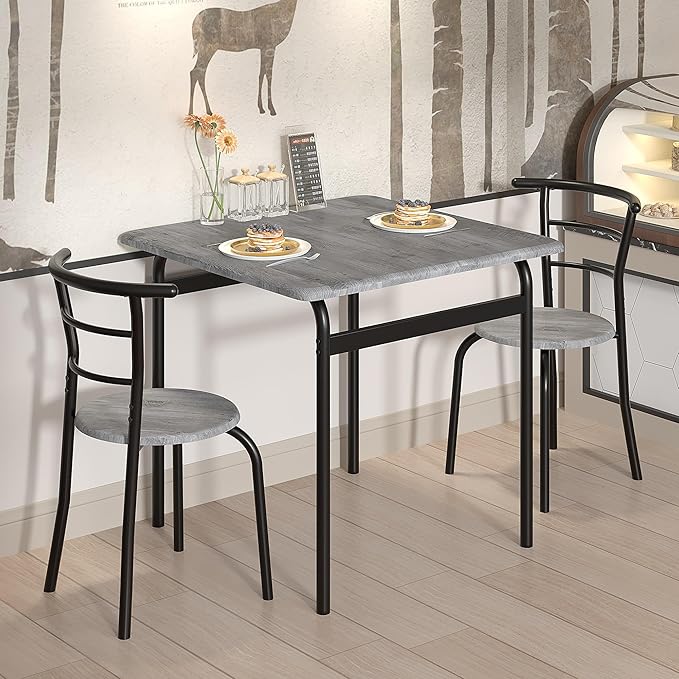 VECELO 3 Piece Dining Table & Chairs Set by VECELO
