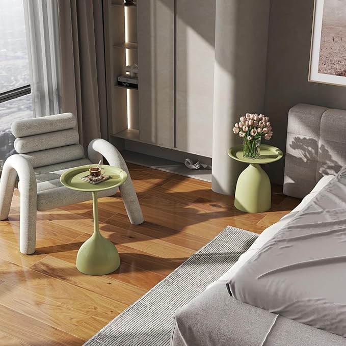 hitsuki Green Nesting Coffee Table Set of 2 Funky Colorful Round Metal End Side - Image 8